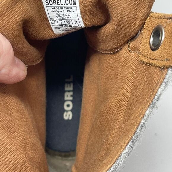 Sorel Brown Gold Star Red Lace Up Sorel Lexie Wedge Boots Size 5 - Picture 6 of 6